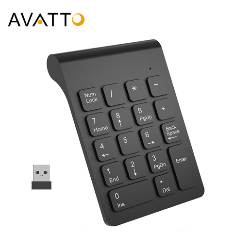 [AVATTO] Small-size 2.4GHz Wireless Numeric Keypad Numpad 18 Keys Digital Keyboard for Accounting Teller Laptop Notebook Tablets ► Photo 1/6