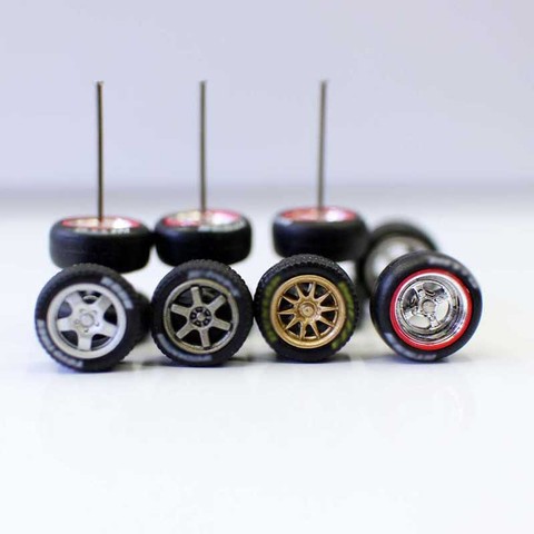 1/64 Scale Refined simulation Car Model Universal Refit Series Wheel Trolley Retrofit Wheel Rubber Tire Wind Wheel model ► Photo 1/4