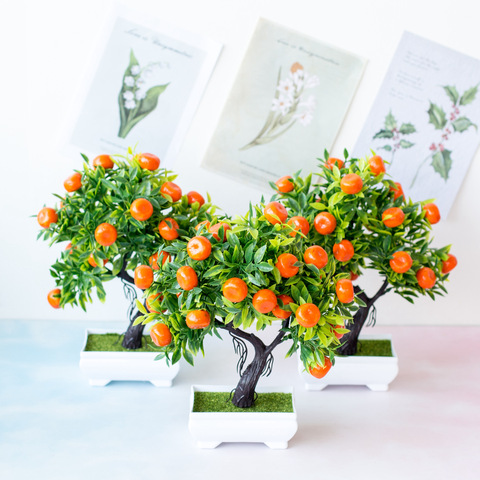 22x26cm Artificial Orange Tree Potted Bonsai for Christmas Halloween Party Ornament Home Living Room Desktop Decor Fake Plants ► Photo 1/4