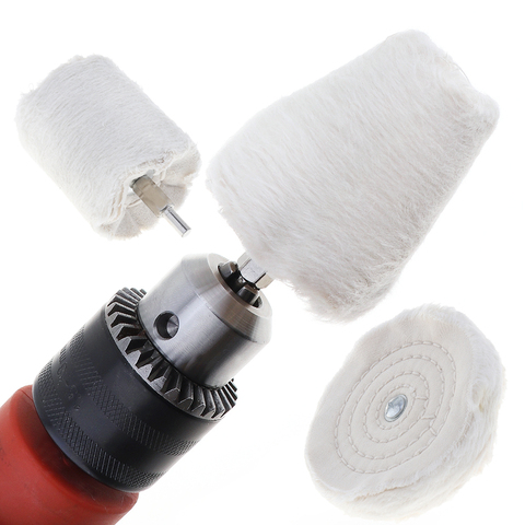 Cylinder T-shaped Cone White Cloth Polishing Wheel Mirror Buffer Cotton Pad with 6mm Shank for Polishing Grinding Metal Wood ► Photo 1/6