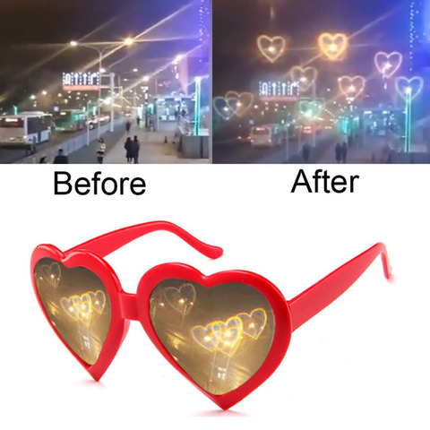 Love Heart Shaped Effects Glasses Diffraction Grating Party Rave Glasses Light Show Fireworks Refraction Change to Heart Shape ► Photo 1/6