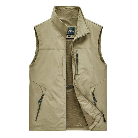 Men's Vests Mens Jacket Sleeveless Vest Spring Summer Autumn Casual Travels Hiking Work Vest Multi-pockets Vest Waistcoat 5XL ► Photo 1/6