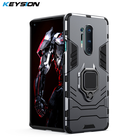KEYSION Shockproof Armor Case For Oneplus 8 Pro Stand Car Ring Magnetic Back Phone Cover for Oneplus 8 Pro 7 Pro 6T 7T Pro 7T ► Photo 1/6