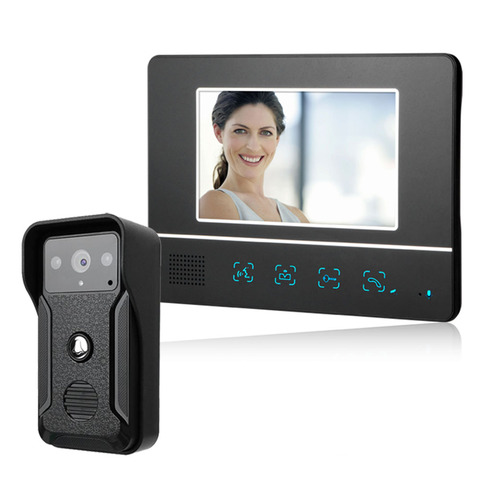 Video Door Phone Doorbell Wired Video Intercom System 7-inch Color Monitor and HD Camera with Door Release,Touch Button ► Photo 1/6