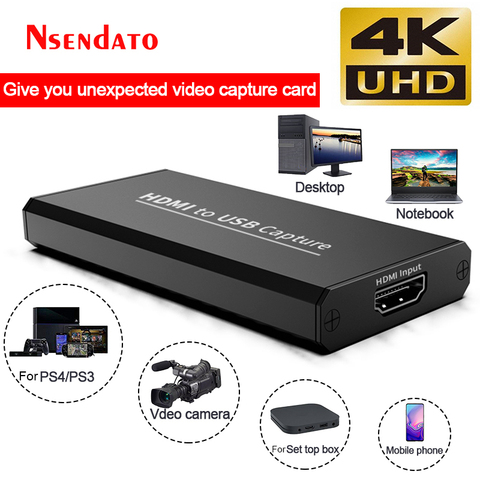 USB Video Capture Card HDMI to USB Video Capture Device Grabber Recorder  for PS4 DVD Camera Live Streaming