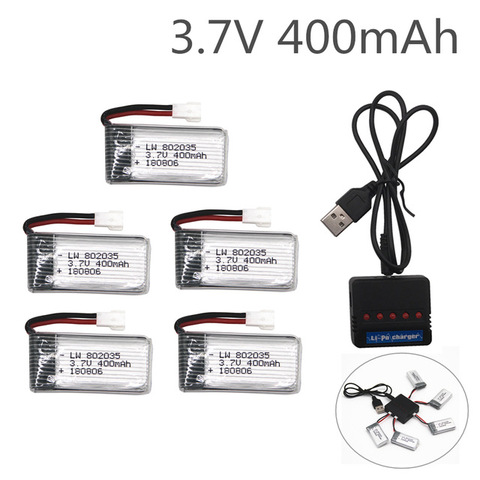 1/2/5Pcs/Pack 3.7V 400mAh Lipo Battery for X4 H107 H31 KY101 E33C E33 U816A V252 H6C 35C RC Quadcopter Drones Spare Part 752035 ► Photo 1/4