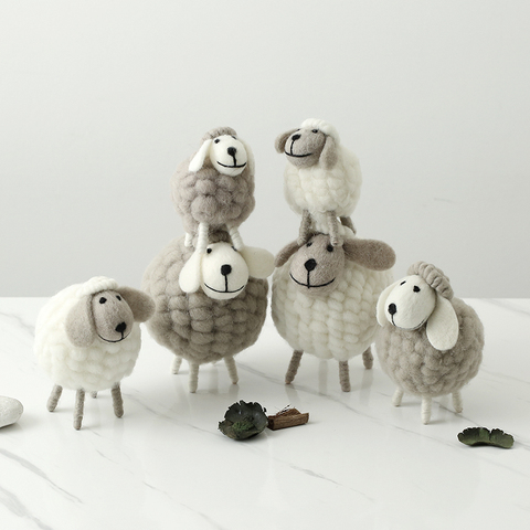 Christmas Tree Decorative Home Decoration Felt Sheep Miniature Decoration Xmas Figurines Holiday Party Supplies Accessories ► Photo 1/6