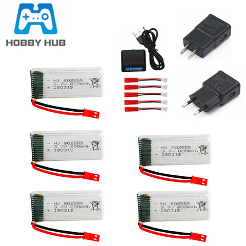 3.7V 800mAh lipo Battery +Charger Set for Syma X54HW X54HC X56W TK110HW JXD509 H12C 509W 509G V686 RC Drone Part 3.7v Battery ► Photo 1/6