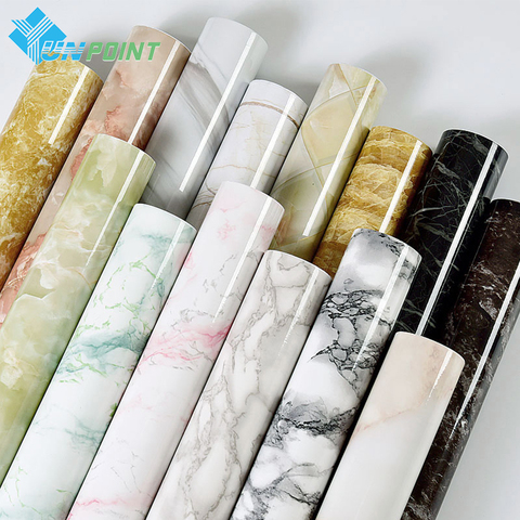 Self Adhesive Marble Vinyl Wallpaper Roll Furniture Decorative Film Waterproof Wall Stickers for Kitchen Backsplash Home Decor ► Photo 1/6