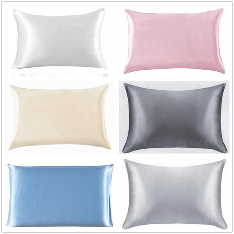 100% Silk Satin King Pillowcase Soft Mulberry Queen/Standard Pillowcase Cushion Cover Chair Seat Square Pillow Cover Home Decor ► Photo 1/6