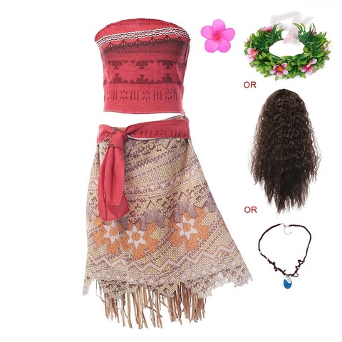 VOGUEON Moana Adventure Outfit Girls Summer Vaiana Fancy Dress Up Clothes Children Birthday Party Photography Princess Costume ► Photo 1/6