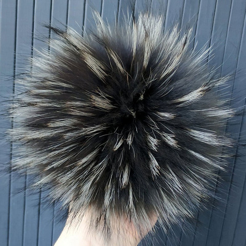 DIY 13cm 15cm Real Raccoon Fur Pompom For Knitted scarf Autumn Winter Scarves Genuine Fox Fur Pom Pom For  Hats Scarves&Wraps ► Photo 1/1