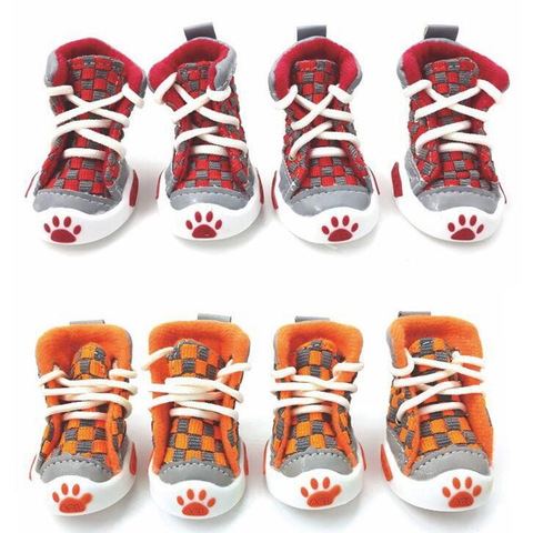 New Design 4pcs/Set Pet Dog Shoes Small Dog Puppy Boots Football Style Cheap Dog Summer Shoes For Small Pets Four Colors ► Photo 1/6