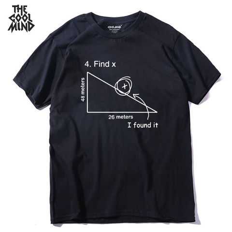 COOLMIND QI0213A 100% cotton short sleeve math print men T shirt casual street style T-shirt  cool funny loose  tshirt pthd ► Photo 1/6