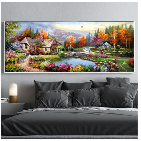 large size diamond embroidery house 5d diamond painting full square drill fantasy life daimond mosaic village landscape wall art ► Photo 1/6