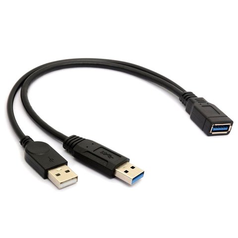 HW24USB 3.0 Female to Dual USB Male Extra Power Data Y Extension Splitter Cable 20cm ► Photo 1/6