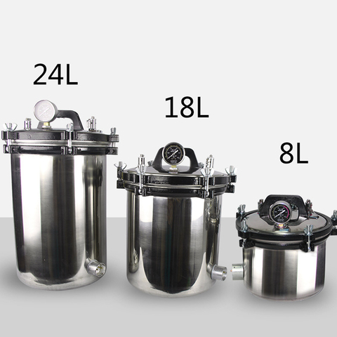 Portable Stainless Steel Heating Autoclave High Pressure Sterilizer Sterilization Pot Pressure Steam 8L/18L/24L ► Photo 1/6