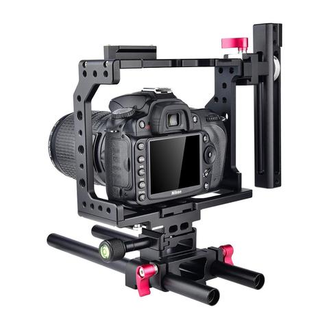 Yelangu Aluminum Handle Video Camera Cage Stabilizer for Canon 5D Mark IV III Nikon D90 D850 D750 DSLR Camera With Top Handle ► Photo 1/6