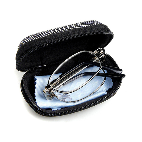 Fashion Portable Folding Reading Glasses Men Women Oval Metal Frame Presbyopic Magnifying Glasses Male Female Eyewear with Case ► Photo 1/6