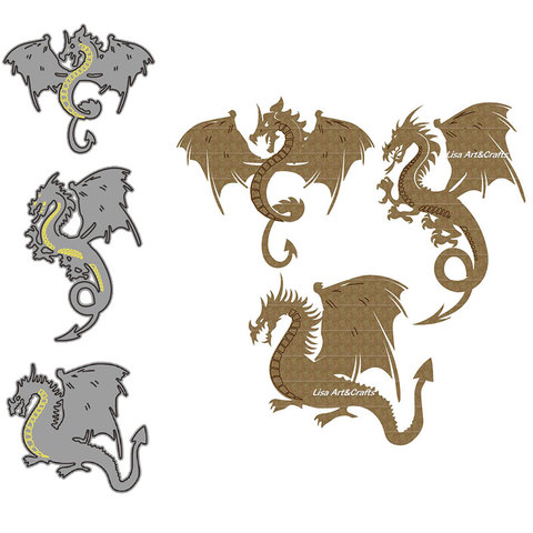 Three Dragon Metal Cutting Dies Cool Steampunk Cutting Dies Decor Scrapbooking Paper Craft Knife Mould Blade Punch Stencils Mold ► Photo 1/3