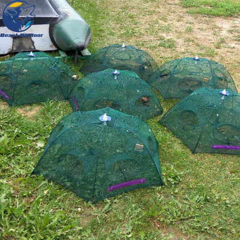 Folded Portable 20 Holes Fishing Net Network Casting Crayfish Catcher Shrimp Minnow Crab Baits Trap Cages Mesh Fish Nets China ► Photo 1/6