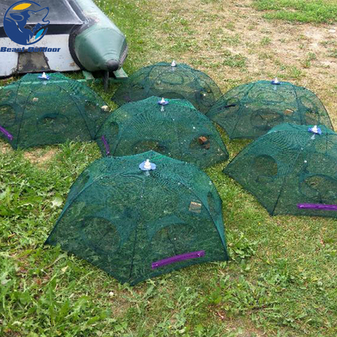 Folding Network Portable Shrimp Cage Fish Crab Trap Fishing Net Fishing  Mesh 