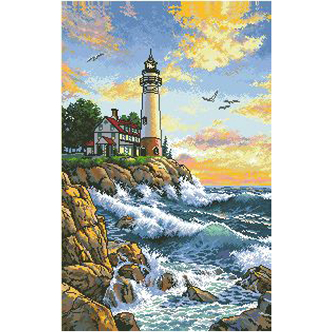 Top Quality Beautiful Lovely Counted Cross Stitch Kit The Lighthouse Light House At the Seaside Port ► Photo 1/6