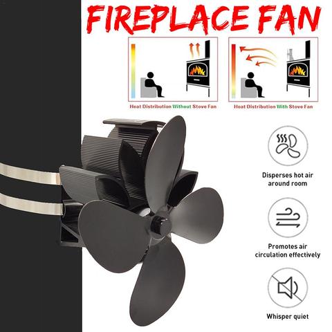 4 Blades Wall Hanging Heater Stove Fan Powered Stove Fan Log Wood Burner Eco Friendly Quiet Home Fireplace Fan ► Photo 1/6