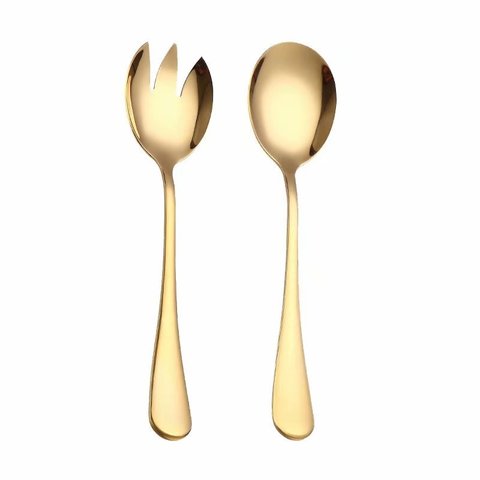 Spklifey Gold Salad Spoon Fork 2PCS Salad Spoon Stainless Steel Cutlery Set Serving Spoon Set Colorful Unique Spoons ► Photo 1/6