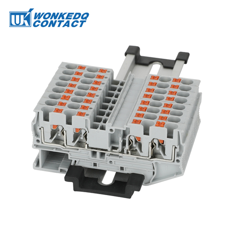 Din rail Terminal blocks 10Pcs PT4-QUATTRO 4 Connectors Push In Spring Screwless Feed Through Terminal Block strips ► Photo 1/6