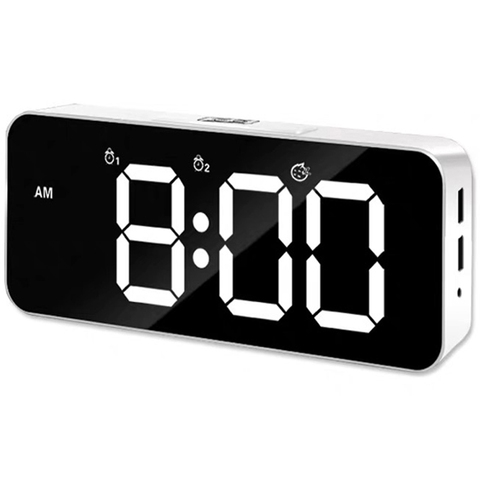 Big Digital Led Mirror Music Alarm Wall Clock Snooze Home Decoration Bedroom Desk Phone Charger Clock Sound Control Backlight ► Photo 1/6