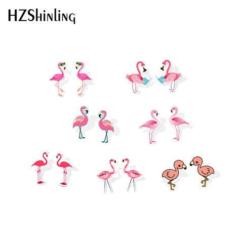 2022 New Pink Flamingo Acrylic Earring Funny Flamingos Resin Earrings Birds Stud Ear Gifts Children Epoxy Earring ► Photo 1/6