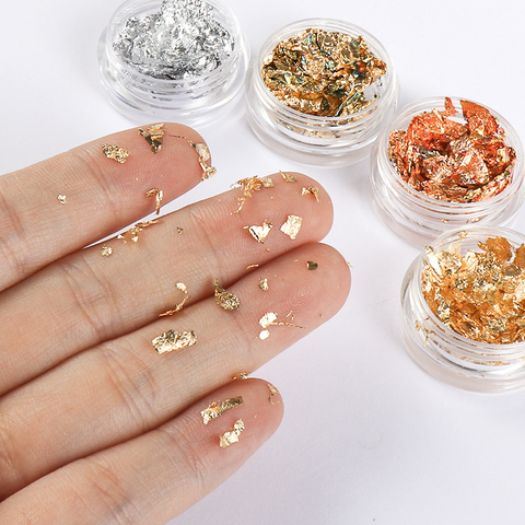 1 Box Gold Silver Irregular Aluminum Foil Paper Nail Art Sticker 3D Glitter DIY Manicure UV Gel Polish Nail Decoration Tools ► Photo 1/1