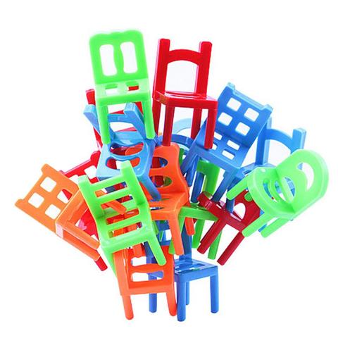 New 18pcs Mini Chair Balance Blocks Toy Plastic Assembly Blocks Stacking Chairs Kids Educational Family Game Balancing Training ► Photo 1/6