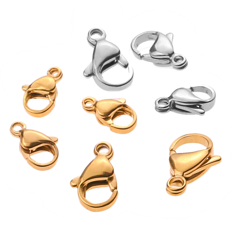 20pcs/lot Lobster Clasps Stainless Steel Jewelry Finding Clasp Hooks for Diy Necklace & Bracelet Chain Making 9/10/12/15MM ► Photo 1/6