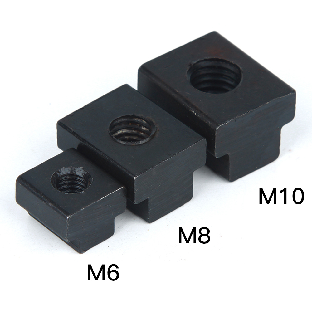 iFCOW 5PCS Black Oxide Finish Clamping Table Slot Nuts Threads Fit Into T-Slots in Machine Tool Tables M10 