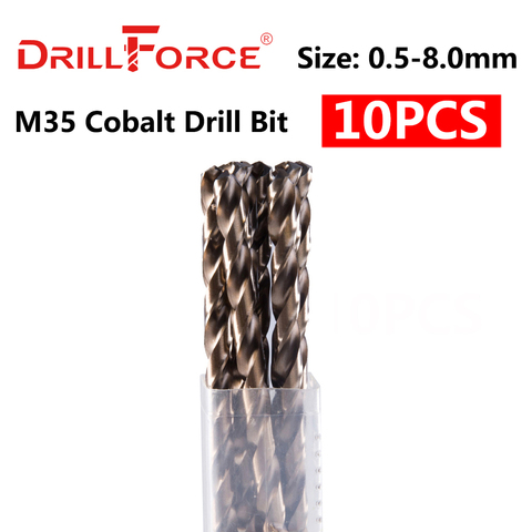 10PCS 0.5mm-8.0mm M35 HSS-CO Cobalt Drill Bits HSS Twist Drill Bit For Stainless Steel (0.5/1.5/2/2.5/3/4/4.5/5/5.5/6/6.5/7/8mm) ► Photo 1/6