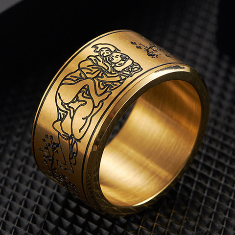 Mens Sex Love Creative Passion Make Love Ring Stainless Steel For Men Gold  Matte Spring Light Illustration Signet Rings ► Photo 1/6