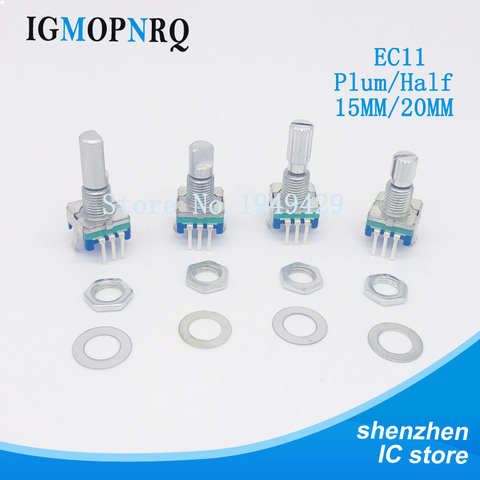 5PCS EC11 Half/Plum axis rotary encoder handle length 15mm/20mm code switch/EC11/digital potentiometer with switch 5Pin ► Photo 1/2