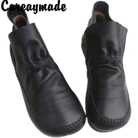 Careaymade-New style pure leather breathable short boots original handmade single leather barefoot high top women's shoes ► Photo 1/5