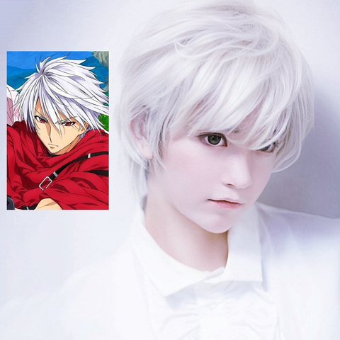 Plunderer Licht Bach Cosplay Wig  Legendary Red Baron White Fluffy Short Wig Kimono Japanese Animie Props Carnical Comic Con ► Photo 1/5