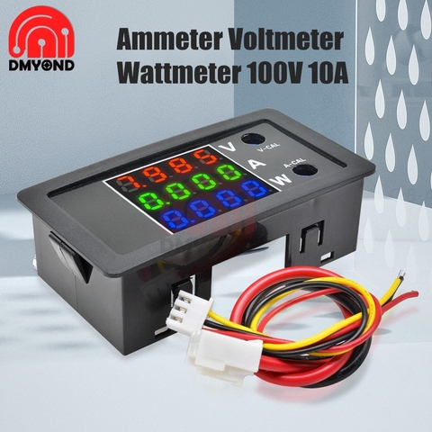 DC 0-100V 10A 1000W LED Digital Voltmeter Ammeter Wattmeter Voltage Current Power Supply Energy Meter Detector Tester Monitor ► Photo 1/6