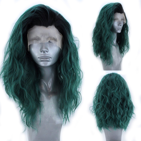 Charisma Short Wig Ombre Green Synthetic Lace Front Wig Short Bob Style Heat Resistant Fiber Hair Curly Wigs for Women ► Photo 1/6