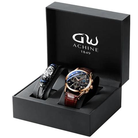 POEDAGAR 2022 Men's Watches Waterproof Luminous Leather Quartz Wristwatch Top Brand Luxury Clock Casual Sport Relogio Masculino ► Photo 1/6