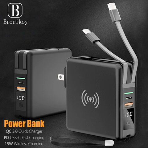 10000mAh Power Bank Portable Super Charger with Cable QC 3.0 4.0 PD Fast Charging 15W Wireless Chargers for iPhone Huawei Xiaomi ► Photo 1/6