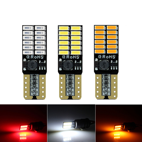 1pcs Car LED Bulb T10 W5W LED  Signal Light Canbus 5W5 12V 6000K Auto Wedge sIde Interior Dome Reading Lights error free 24SMD ► Photo 1/6