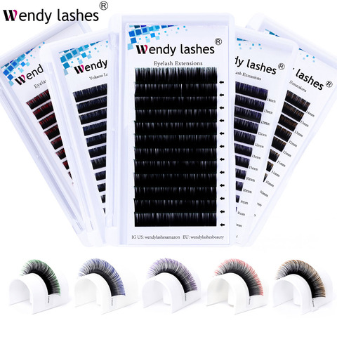 12 Row Ombre Red Green Brown Blue Classic Colored Eyelash Extension Individual Faux Mink Makeup Eye Lashes Professional Supplies ► Photo 1/6