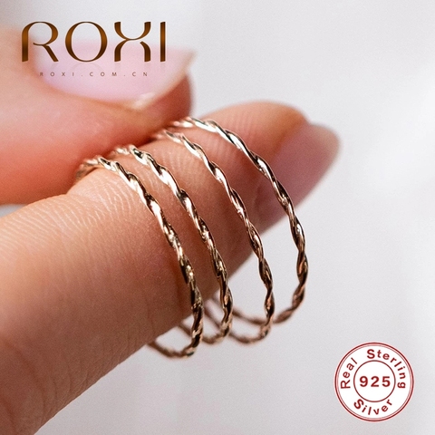 ROXI Fashion Woven Twist Rings for Women Minimalism Anillos Wedding Ring 925 Sterling Silver Bague Round Silver 925 Jewelry ► Photo 1/6