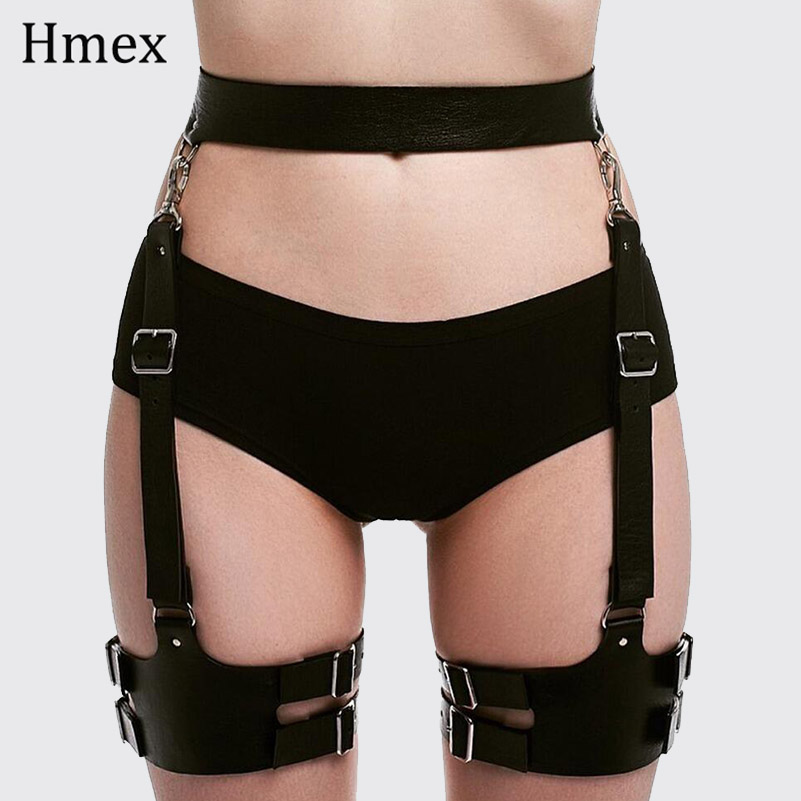 Women PU Leather Garter Body Waist Leg Thigh Harness Belt Straps Suspender