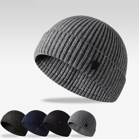 New arrive male autumn winter solid color knitted fastener simple outdoor warm wool hat men's sport casual cover beanie hats ► Photo 1/5